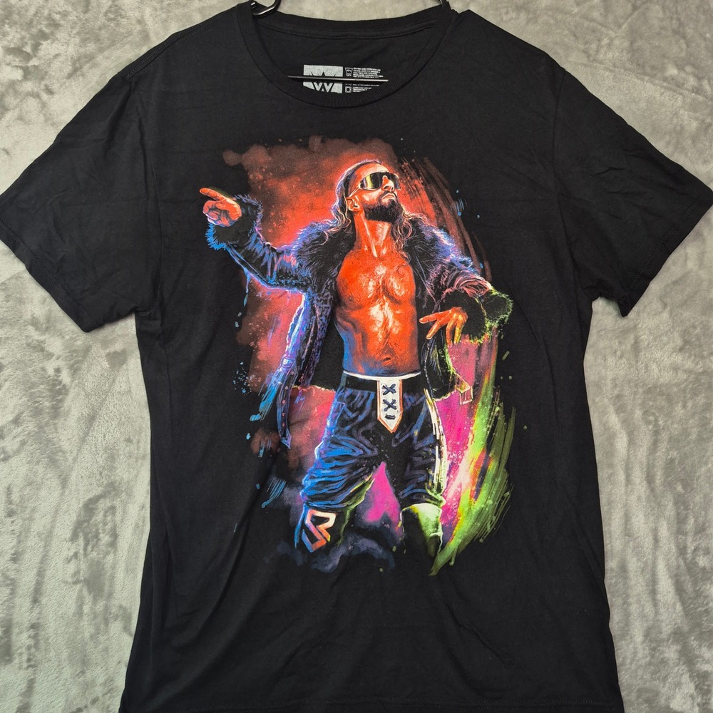 WWE Authentic Seth Freakin Rollins Graphic T-Shirt Mens Large Black Cotton L